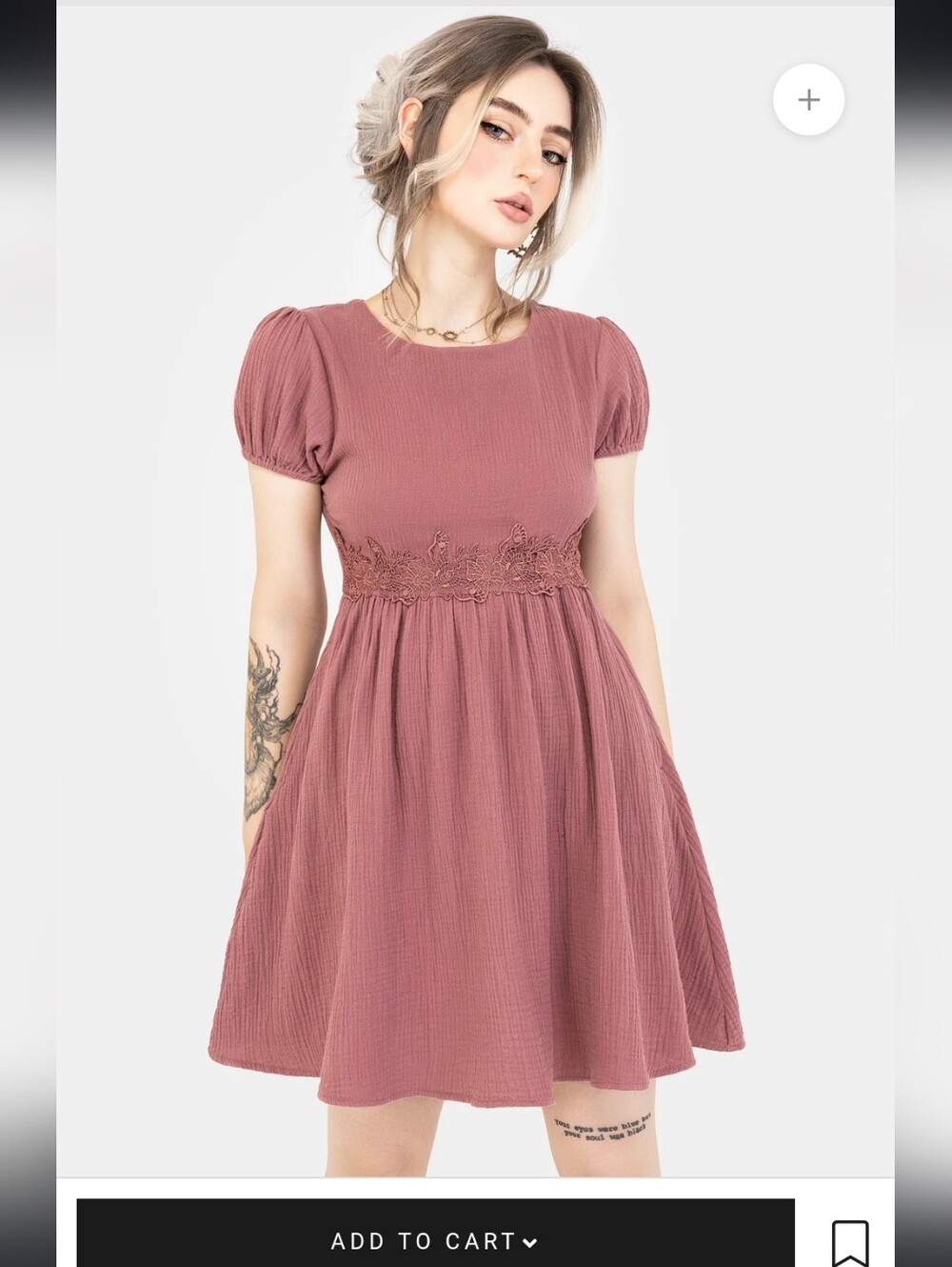 Disturbia Rosamoth Appliqué Trim Cotton Mini Smock Dress
